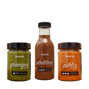 Combo Timoun Mauve Phafo, marinade, sauce et pikliz fort