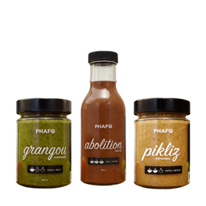 Combo Timoun Original Phafo, marinade, sauce et pikliz moyen