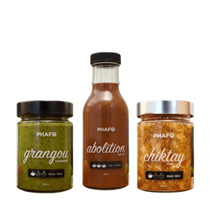 Combo Timoun Pam Phafo, marinade, sauce et chiktay morue